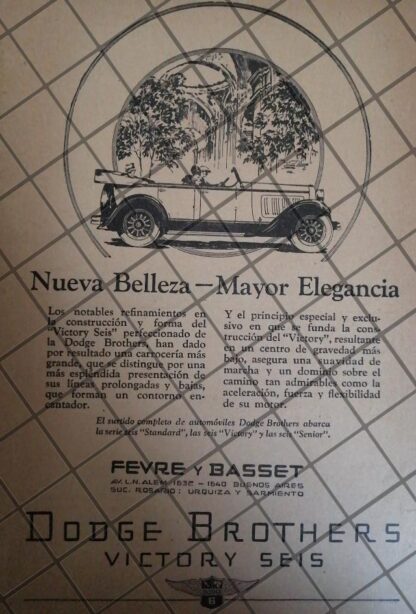 CARTEL ANTIGUO ORIGINAL AUTOS DODGE VICTORY 6 ROADSTER 1927. -1097