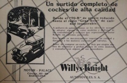 CARTEL RETRO AUTOS WILLYS-KNIGHT 1927 /MUY RARO