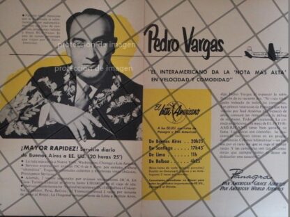 AFICHE RETRO PEDRO VARGAS Y PANAMERICAN AIRLINES 1949