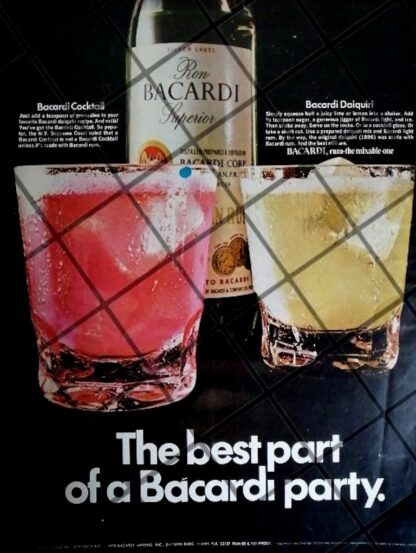 CARTEL PUBLICITARIO RETRO RON BACARDI 1960s /629