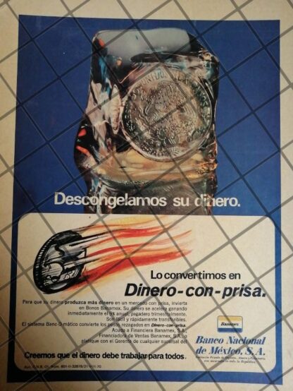 CARTEL PUBLICITARIO BANCO BANAMEX 1970 /965