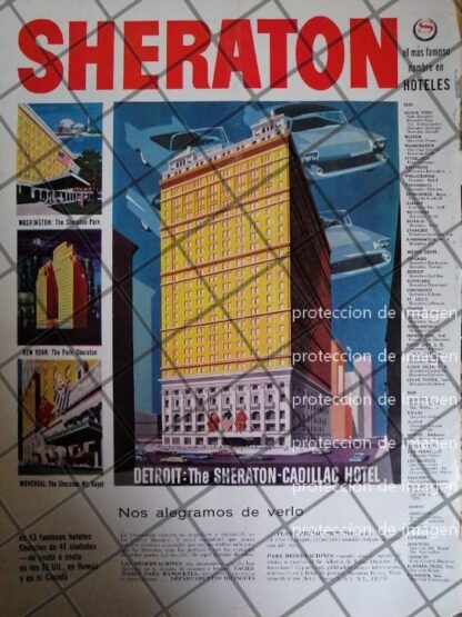 CARTEL PUBLICITARIO RETRO HOTEL SHERATON 1959 /963