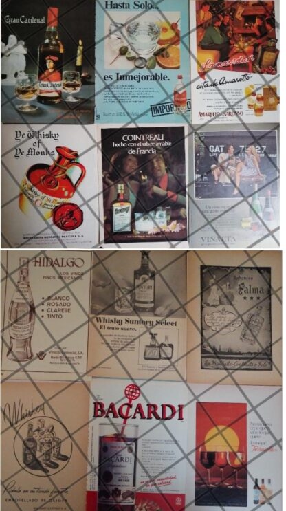 12 CARTELES RETRO. VINOS Y LICORES 1940s 80s /623