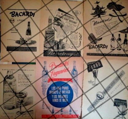 6 CARTELES RETRO. VINOS Y LICORES 1940s 50s /622