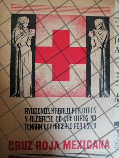 AFICHE ANTIGUO ORIGINAL. CRUZ ROJA 1940s /956