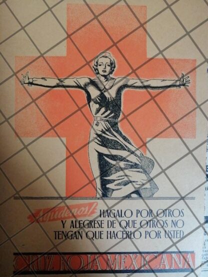 AFICHE ANTIGUO ORIGINAL. CRUZ ROJA 1940s /955