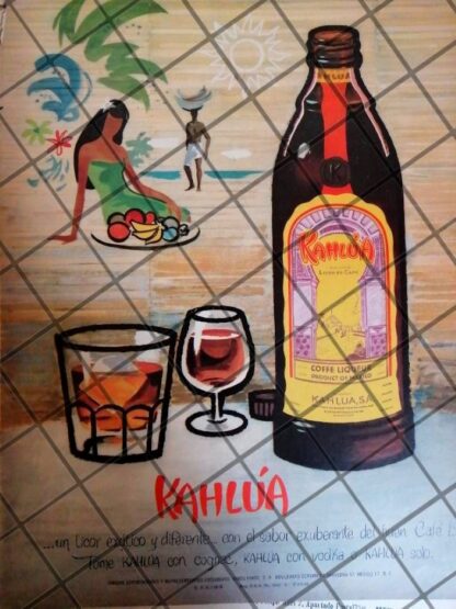 CARTEL RETRO ORIGINAL. LICOR DE CAFE. KAHLUA 1960 /620