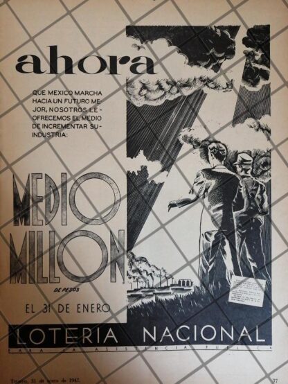 AFICHE RETRO ORIGINAL LOTERIA NACIONAL 1947 /181