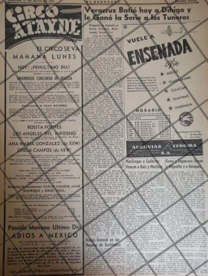 CARTEL ANTIGUO CIRCO ATAYDE Y OTROS 1947