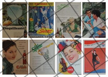 8 CARTELES ANTIGUOS REFRESCOS VARIOS AÑOS 40s-70s /318