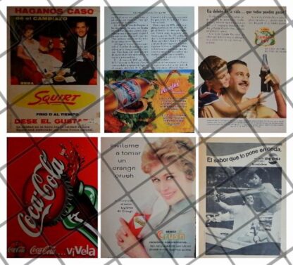 6 CARTELES ANTIGUOS REFRESCOS VARIOS AÑOS 50s-80s /313