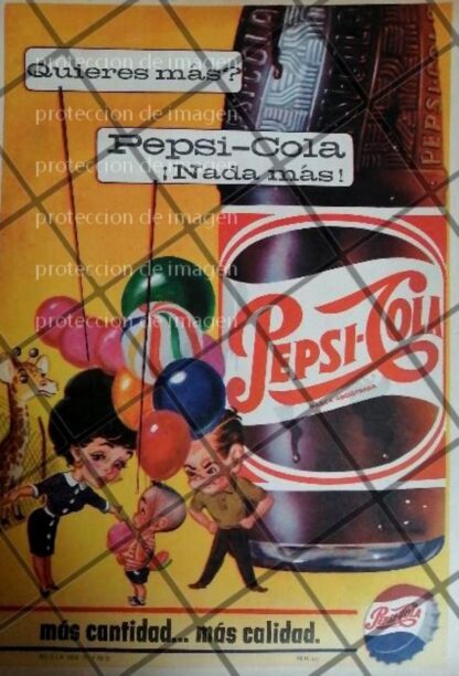 CARTEL VINTAGE ORIGINAL PEPSI 1962 MUY RARO