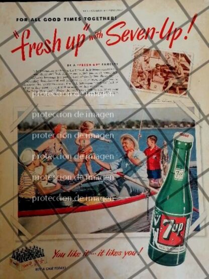 CARTEL VINTAGE ORIGINAL REFRESCOS 7UP 1950