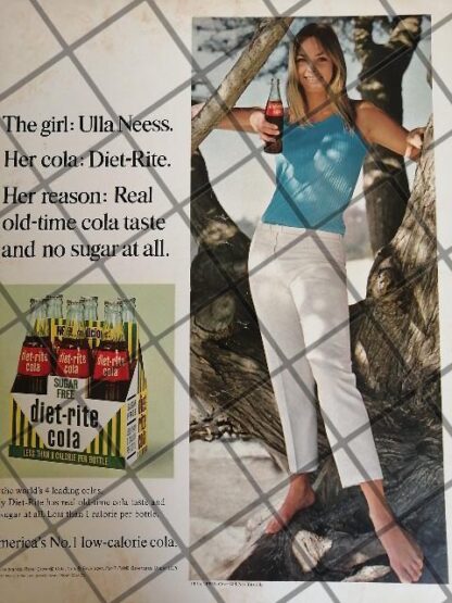 CARTEL VINTAGE ORIGINAL REFRESCOS DIET RITE COLA 1966