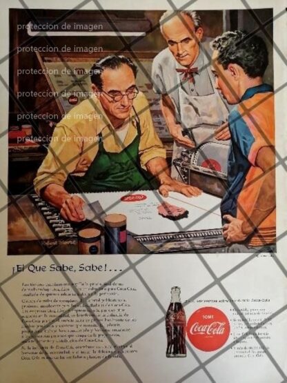 CARTEL ANTIGUO ORIGINAL COCA COLA 1950s DIBUJO DE ROBERT MOORE