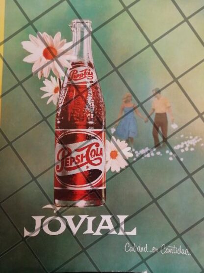 AFICHE PUBLICITARIO RETRO ORIGINAL PEPSI COLA JOVIAL 1962