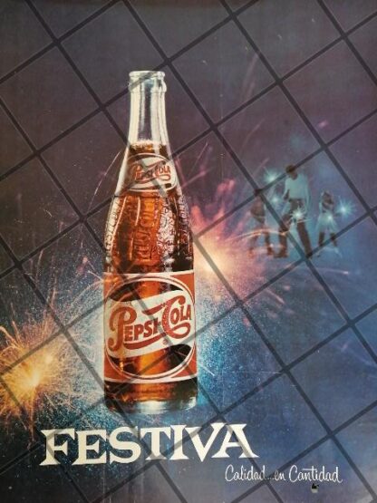 AFICHE PUBLICITARIO RETRO ORIGINAL PEPSI COLA FESTIVA 1962