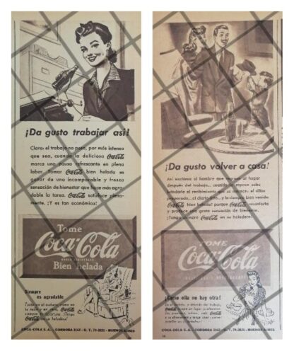 2 AFICHES ANTIGUO REFRESCOS COCA COLA 1945 /260