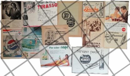 12 CARTELES RETRO RAROS .REFRESCOS VARIOS 1940s 60s /344