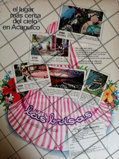 AFICHE ANTIGUO HOTEL LAS BRISAS D.F 1960s 1092