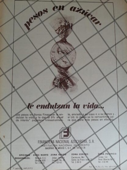 CARTEL RETRO BONO DE FINANCIERA NACIONAL AZUCARERA 1972