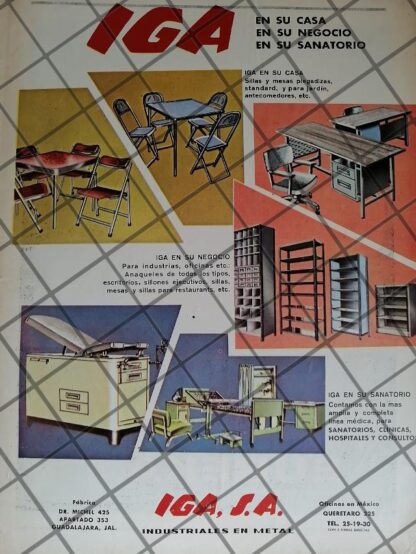 CARTEL PUBLICITARIO RETRO MUEBLES METALICOS I.G.A 1964 1079