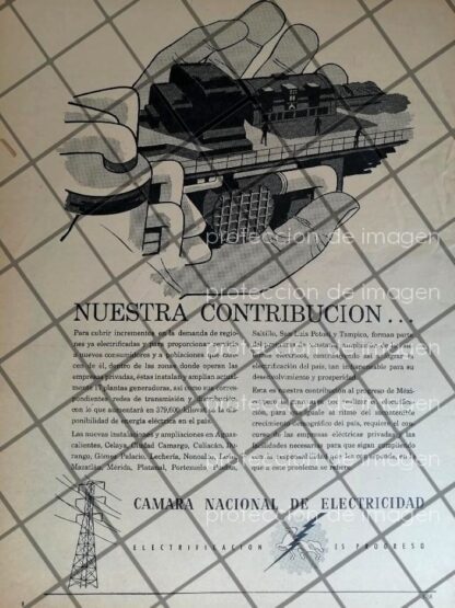 CARTEL ANTIGUO CAMARA NACIONAL DE ELECTRICIDAD 1958 1069