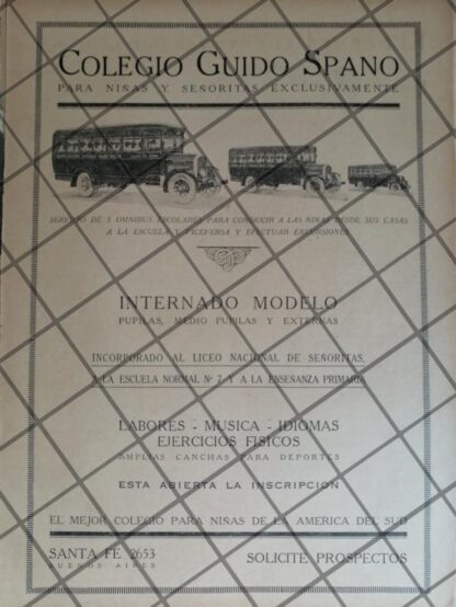 AFICHE ANTIGUO ORIGINAL COLEGIO GUIDO SPANO 1926 ARGENTINA