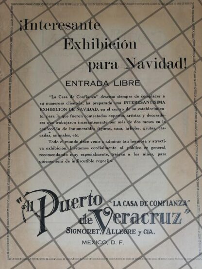 CARTEL ANTIGUO ORIGINAL TIENDA AL PUERTO DE VERACRUZ 1926 1059