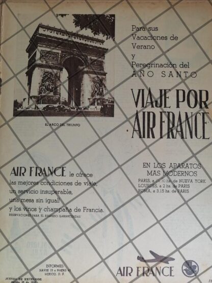 CARTEL PUBLICITARIO VINTAGE. AEROLINEAS AIR FRANCE 1950 /1045