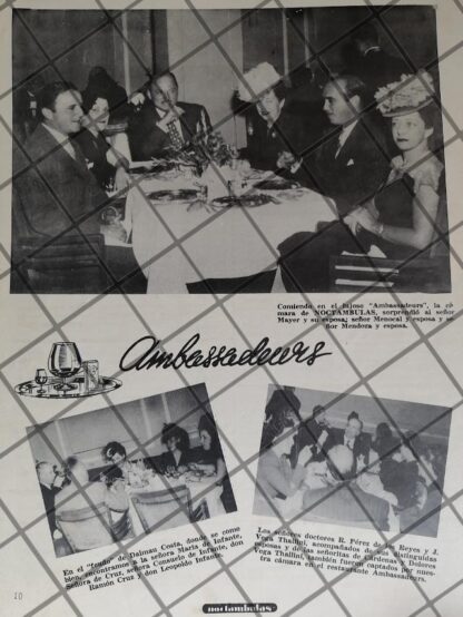 CARTEL ANTIGUO RESTAURANT AMBASSADEURS 1946