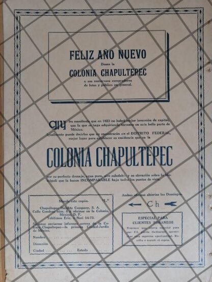 CARTEL ANTIGUO NACE COLONIA LOMAS DE CHAPULTEPEC 1922 HEIGHTS