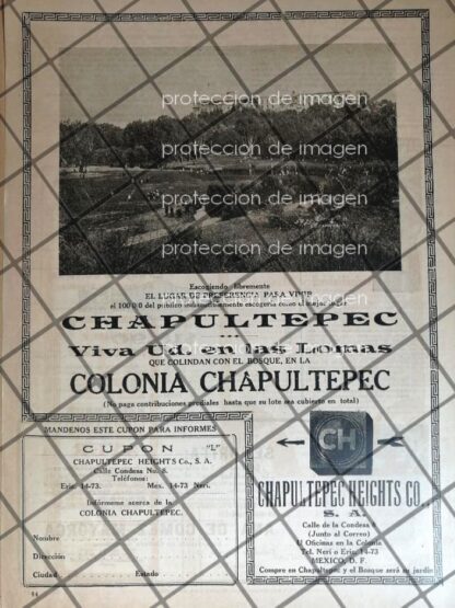 CARTEL ANTIGUO NACE LA COLONIA LOMAS DE CHAPULTEPEC 1922