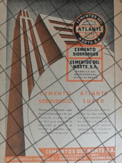 AFICHE ANTIGUO CEMENTOS DEL NORTE , MONTERREY 1960 /1016