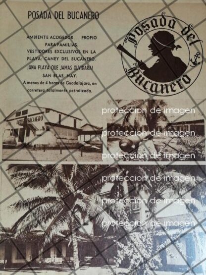 AFICHE ANTIGUO HOTEL POSADA DEL BUCANERO, NAYARIT 1952