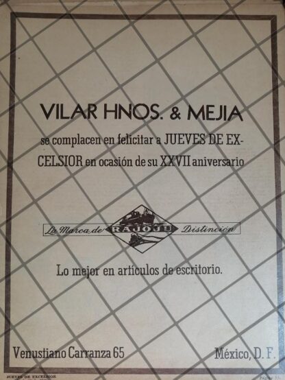 AFICHE ANTIGUO VILAR HERMANOS & MEJIA 1949