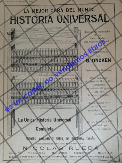 CARTEL ANTIGUO. ENCICLOPEDIA HISTORIA UNIVERSAL 1927