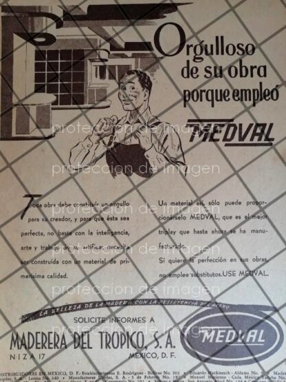 CARTEL ANTIGUO ORIGINAL MADERA DEL TROPICO S.A 1947 /992