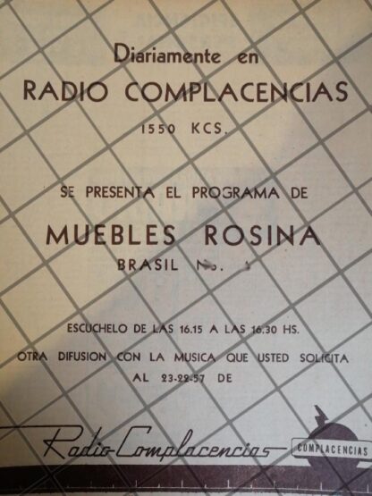 AFICHE ANTIGUO RADIO DIFUSORA XEML RADIO COMPLACENCIAS 1952 125