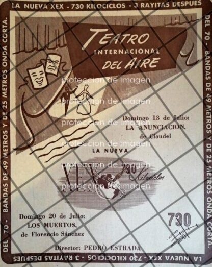 AFICHE ANTIGUO RADIO DIFUSORA X.E.X 1952 122