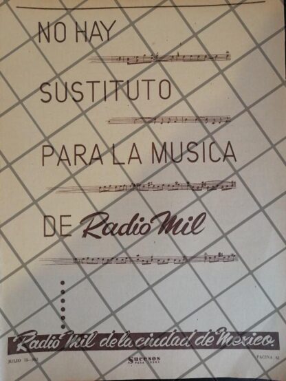 AFICHE ANTIGUO RADIO DIFUSORA RADIO MIL 1952 121