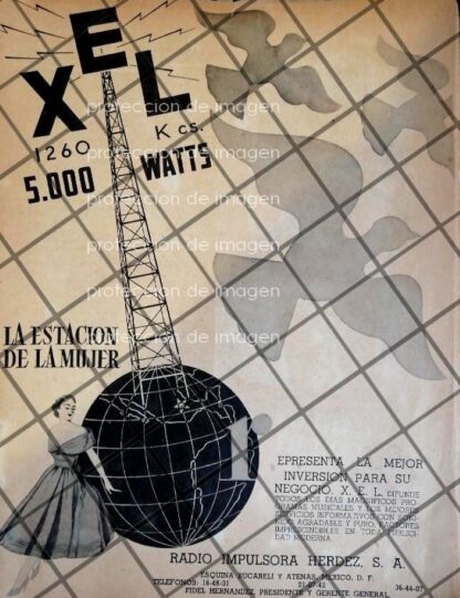 AFICHE ANTIGUO RADIO DIFUSORA X.E.L. HERDEZ 1956 119