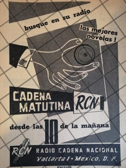 AFICHE ANTIGUO RADIO DIFUSORA RADIO CADENA NACIONAL 1956 118