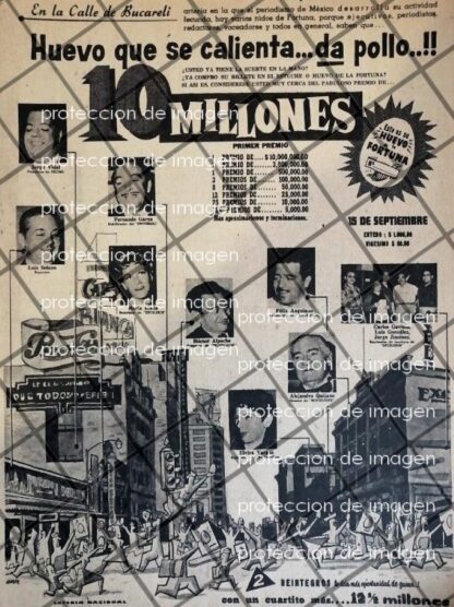 AFICHE ANTIGUO ORIGINAL LOTERIA NACIONAL Y PERIODISTAS 1953