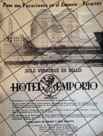 CARTEL ANTIGUO HOTEL EMPORIO, VERACRUZ 1956 1103 /RARO