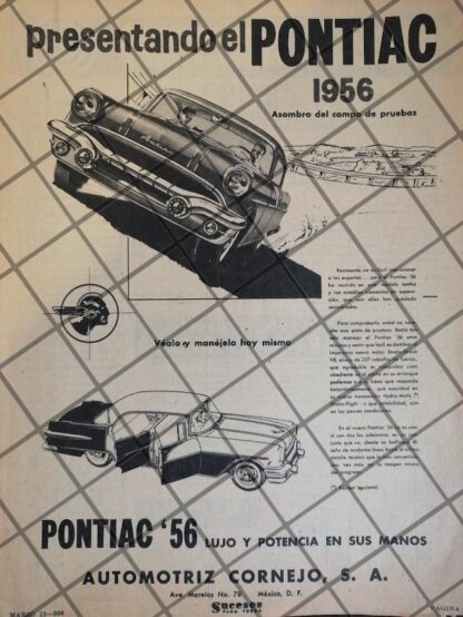 CARTEL VINTAGE ORIGINAL PONTIAC 1956 -1105