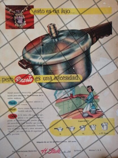 CARTEL PUBLICITARIO ANTIGUO OLLAS PRESTO 1953 614