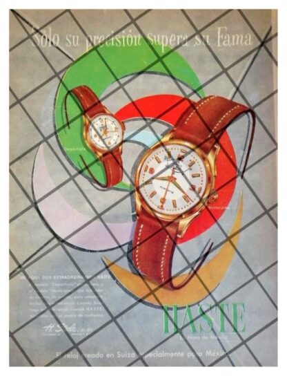 CARTEL PUBLICITARIO RELOJES HASTE ANTIMAGNETIC 1956 611