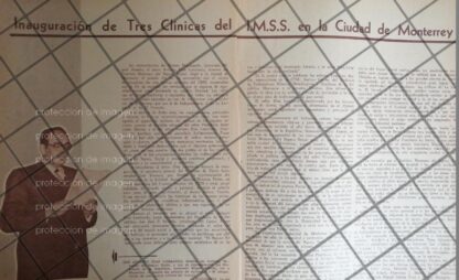 AFICHE ANTIGUO INAUGURAN 3 CLINICAS IMMS EN MONTERREY. 1951