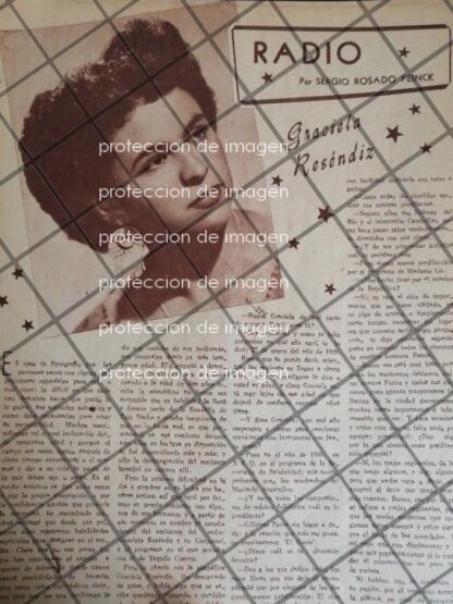 AFICHE ANTIGUO LA CANTANTE. GRACIELA RESENDIZ 1952